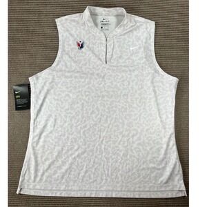 Nike Dri-FIT Women Sleeveless Golf Polo Mock Neck 1/4 Zip Purple Animal Print XL